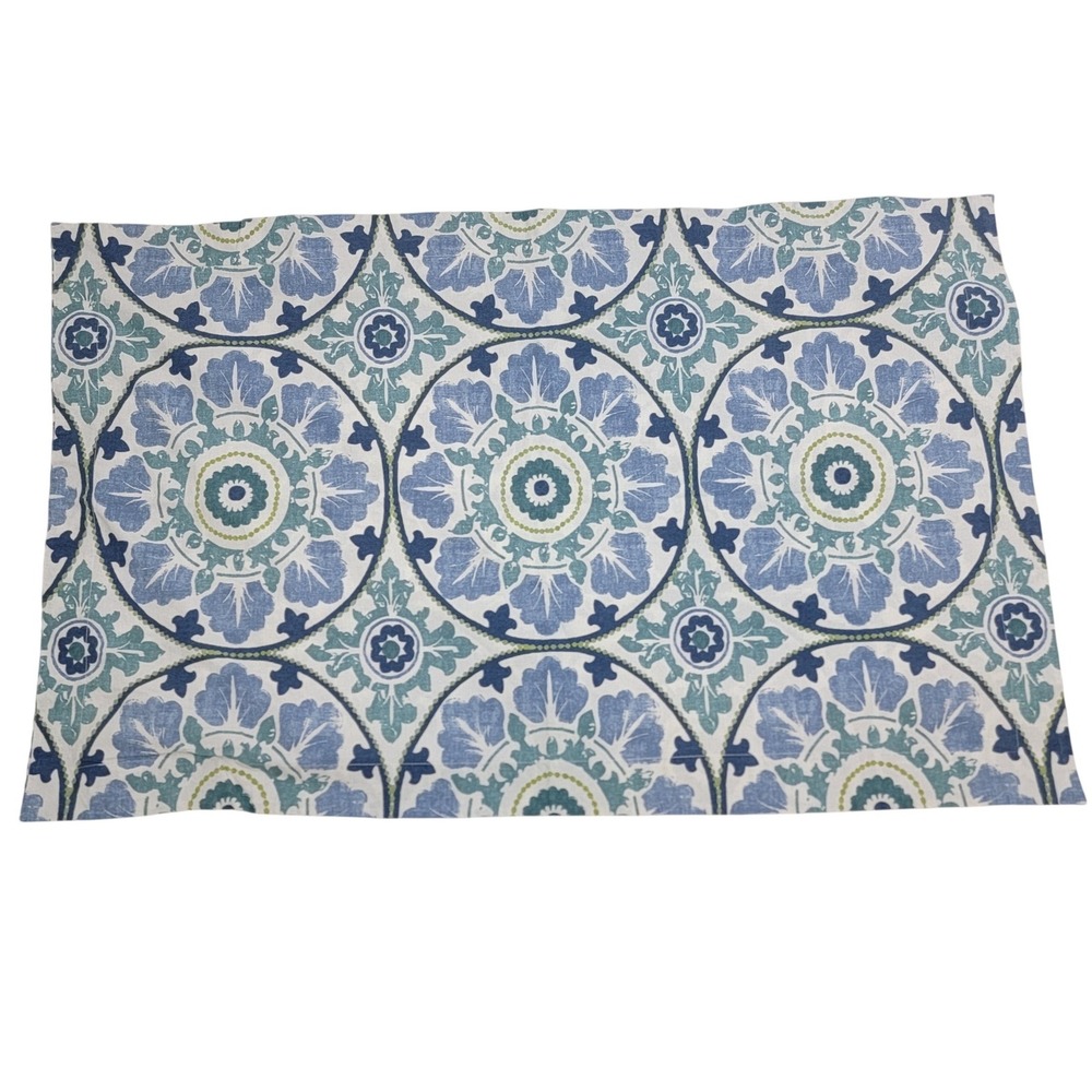Pottery Barn King Pillowcase Blue Teal Medallion 100% Organic Cotton